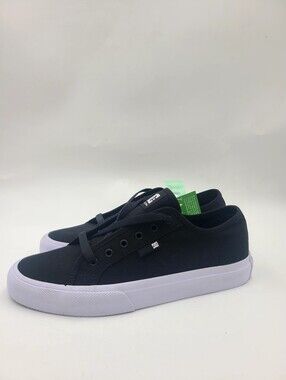 DC Low-Top Black Canvas Skate Shoes with White Sole
